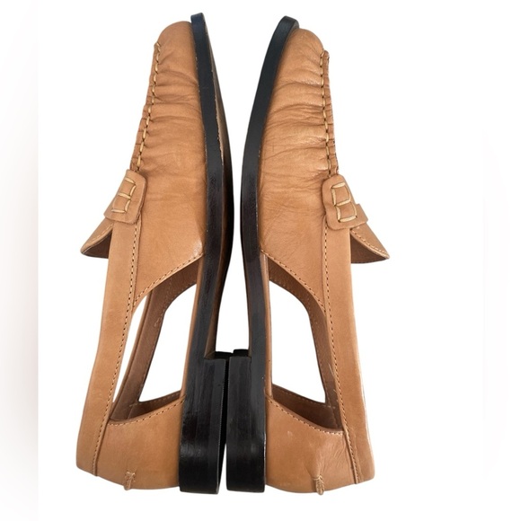 Madewell Tan Leather cut out loafers women’s SZ 7 - Picture 3 of 7